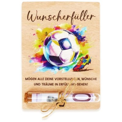 Fußball Geldgeschenk Verpackung Holz Reagenzglas Jungen Kinder Geburtstag Wei...