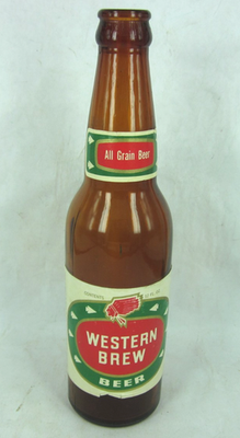 #ad #ad WESTERN BREW ALL GRAIN BEER vintage bottle SIOUX CITY IOWA 50s INDIAN headdress $35.00