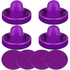 Air Hockey Pushers and Purple Air Hockey Pucks Goal Handles Paddles Accessori...