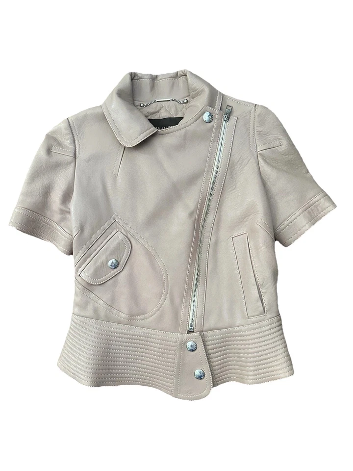 Louis Vuitton Dusty Pink Leather Short Sleeve Jacket Size 36 Womens Pre-Owned - Image 2 of 4