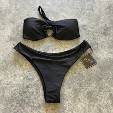 Zaful forever young women  s two piece black cheeky bikini size small 4 NWT