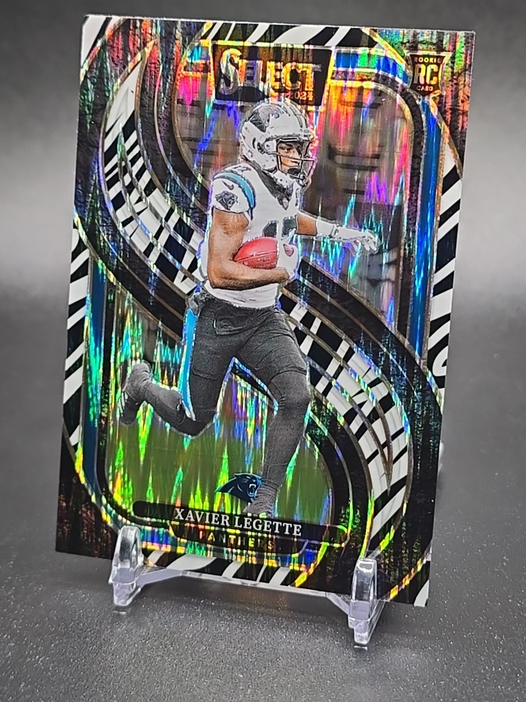 Xavier Legette 2024 Select Premier Zebra Prizm Rookie RC #101 Panthers