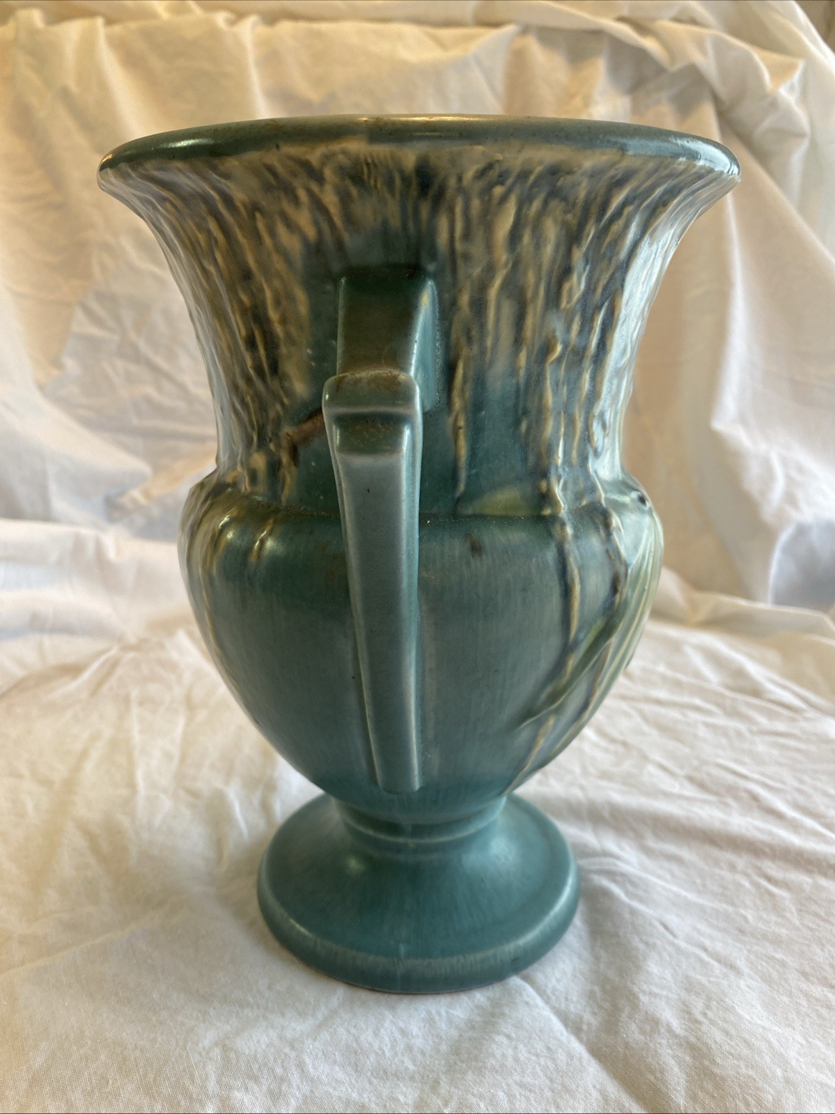 Roseville Turquoise Blue Green Moss 779-8 Double Handled Vase Urn 30’s Near Mint