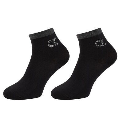 Calvin Klein Damen Knöchelsocken Socken mit Logo Schwarz Größen 37-41