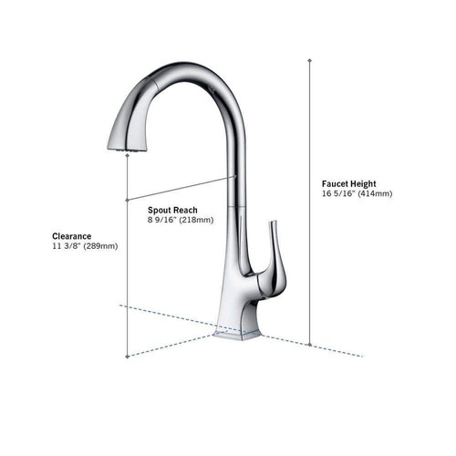 Ultra Faucet Pull-Down Sprayer Kitchen Faucet 16.3" Single-Handle Brushed Nickel - Picture 4 of 5