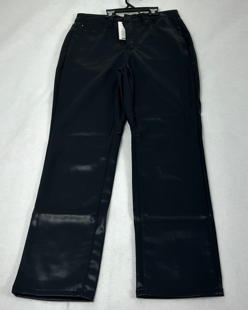 Judy Blue Tanya Tummy Control Faux Leather Dress Pants Womens Black Size  7/28