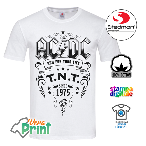 T-Shirt Maglia Ac Dc Acdc Rock Music TNT Vintage Bianca Rossa Uomo Donna  Fanmade | eBay