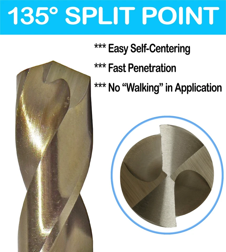 Cobalt Drill Bits 1/16"-1/2" M35 HSS Co Jobber Twist Drill Bit Drill Steel Metal - Image 3 of 4