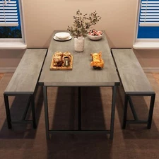 Kitchen Table and 2 Benches ,Dinette Set ,Dining Room Table Set for 4 Furniture