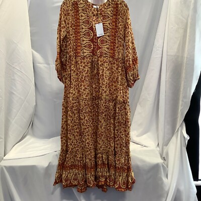 Aura Womens Balloon Sleeve V Neck Floral Print Multicolor Maxi Dress Size  XLarge | eBay