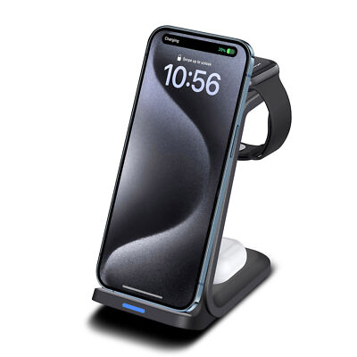 3 in 1 Wireless Charger Dock Station For Apple Watch Air Pods iPhone 16 15 Pro