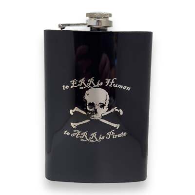 8oz BLACK To ERR Is Human To ARR Is Pirate Flask