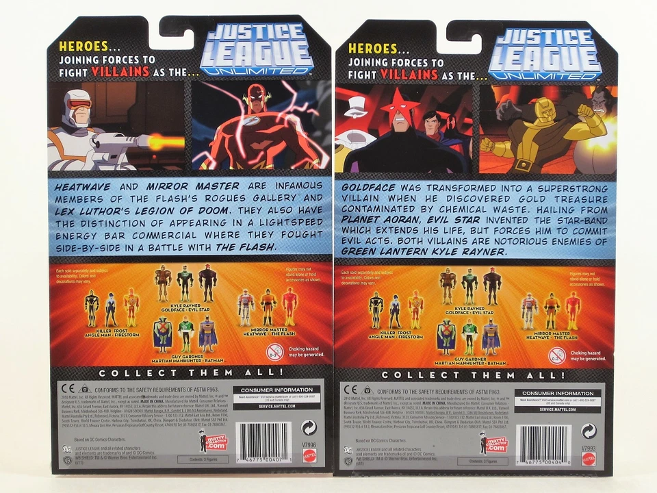 Justice League Unlimited 3 paquetes LOTE DE 2 Heatwave Flash Mirror Goldface Rayner+ Foto 3 de 3