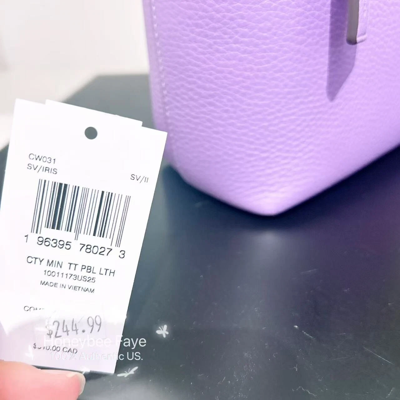 Mini borsa Coach City nuova con etichetta CW031 colore argento iris