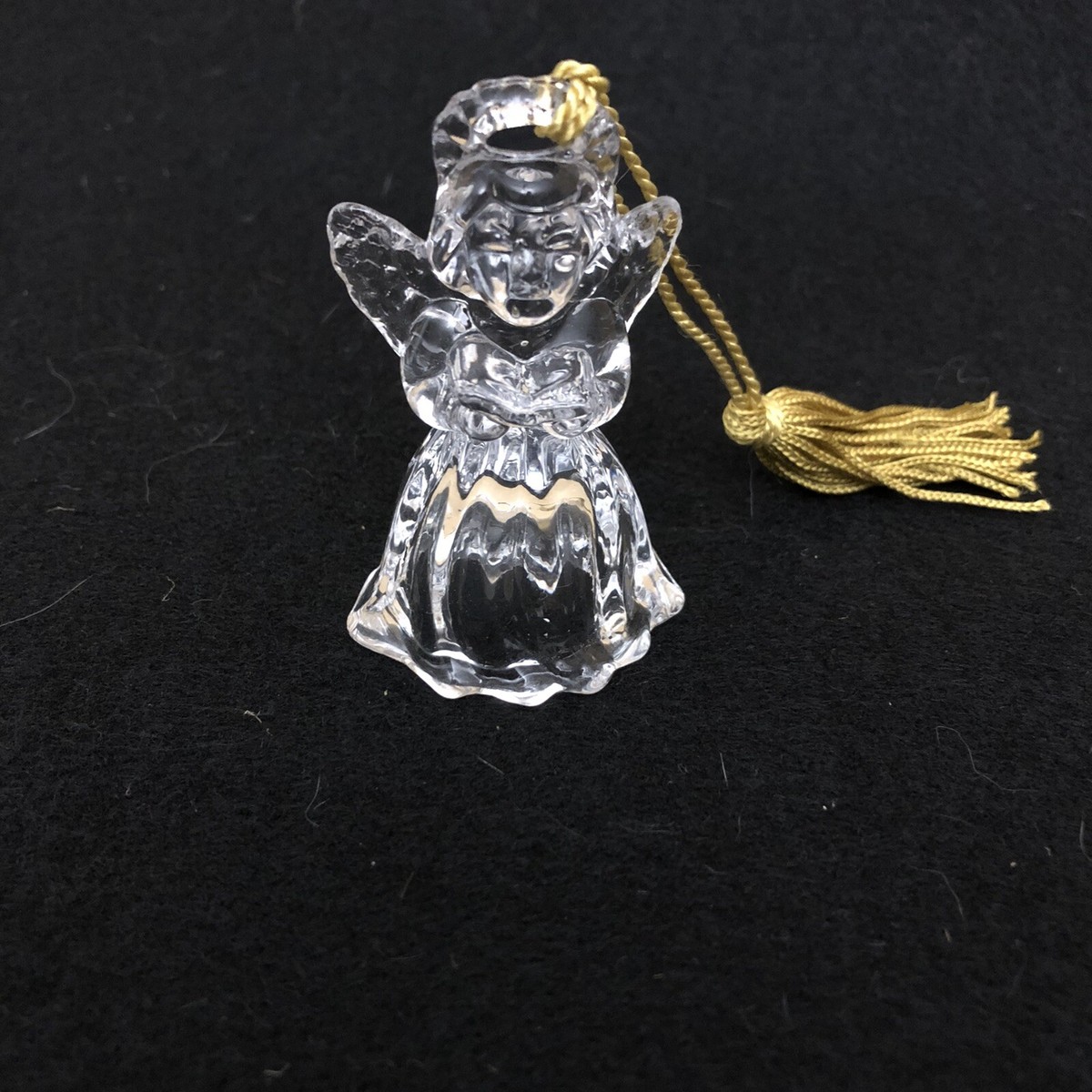 Gorham Lead Crystal Glass Angel Christmas Ornament A-52 Clear Gold