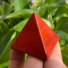 1PC Natural red jasper Quartz Pyramid Carved Crystal Point Reiki healing 40mm
