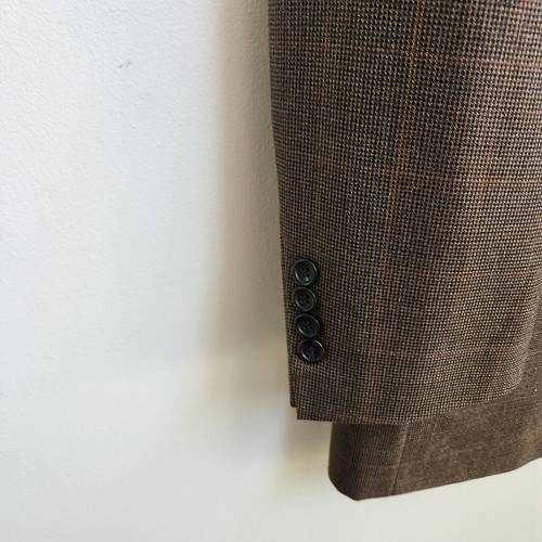 Joseph Feiss Gold Blazer Men 44L Brown Sport Coat Houndstooth Casual Suit Jacket - Picture 5 of 18