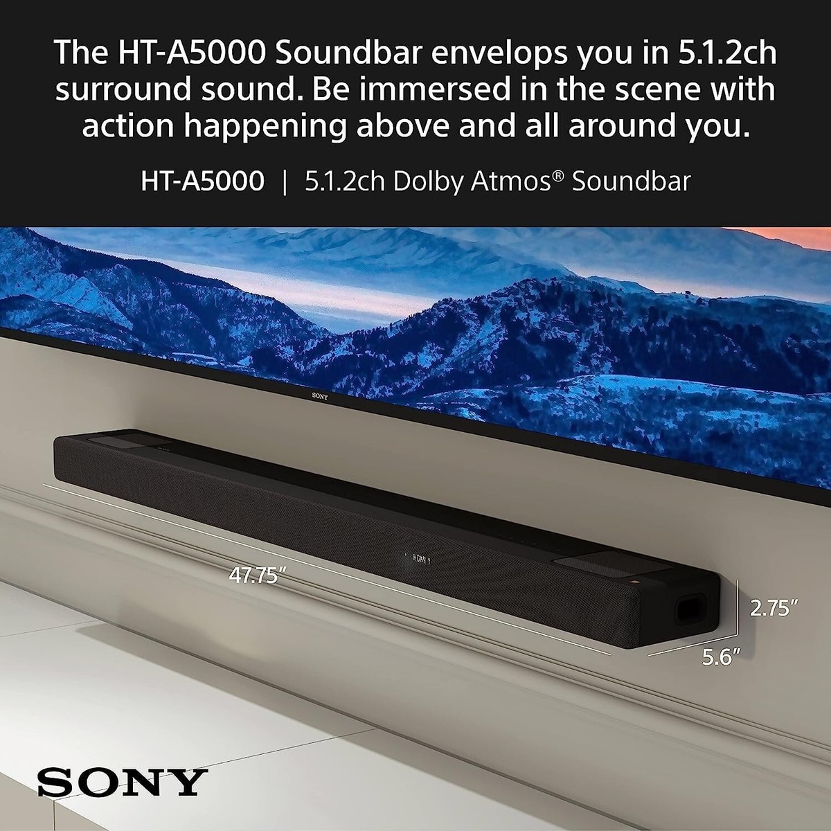 Sony HT-A5000 Dolby Atmos DTS:X 5.1.2ch Wi-Fi eARC Soundbar Home