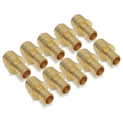 (10) 3/4'' x 1/2'' PEX BRASS REDUCING COUPLINGS Crimp Fitting Plumbing LEAD FREE