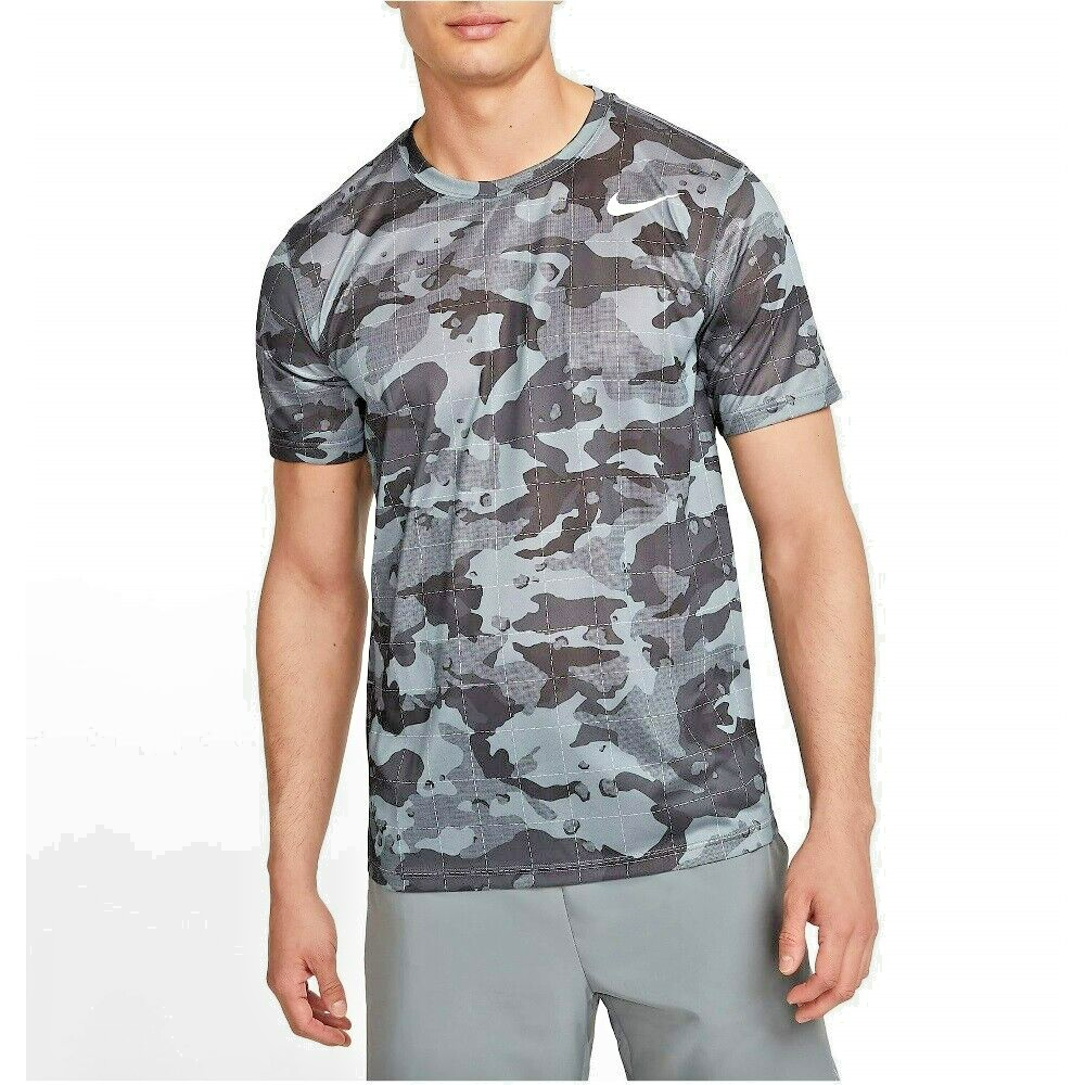 Nike Men’s Dri-Fit Camo T-Shirt | Black Green Cotton Polyester Tee Size M