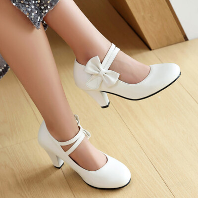 Lolita Mary Jane Pumps Damen Blockabsatz Knöchelriemen Sandalen Schnalle Party