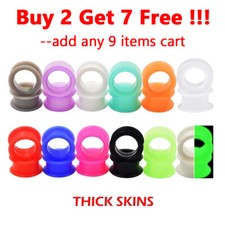 1 Pair Punk Silicone Flexible Ear Gauges Soft Ear Plugs Flesh Tunnels 2g - 1"