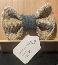 Luxury Dog Bow Tie Medium - Neutral/Blue Tweed 