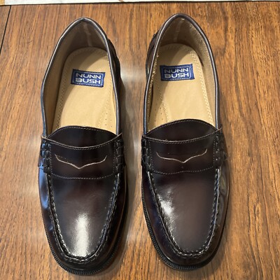 Nunn Bush Shoes Mens, 8 M, Leather Burgundy Penny Loafers  display picture 2