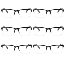 6 Packs Men Women Unisex Square Half Frame Reading Glasses Spring Hinge Readers