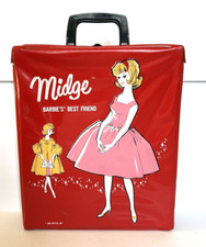 1963 Vintage Red Vinyl Midge Barbie's Best Friend Carrying Case