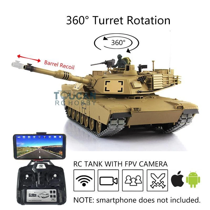 Henglong 1/16 7.0 Upgraded Barrel Recoil M1A2 Abrams BB IR RTR RC FPV Tank 3918 - Image 3 of 3