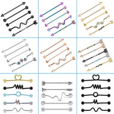 5PCS/LOT Industrial Barbell Set Surgical Steel Bar Earrings Body Piercing 14G