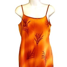 Slip Dress Small Vintage 90s Y2k Maxi Tie Back Spaghetti Straps Orange Floral