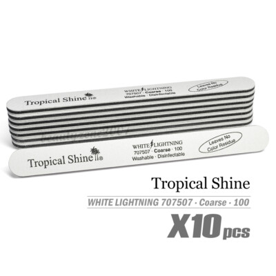 Tropical Shine White Lightning Nail File 100/100 #707507 x 10 Pcs - Coarse/Coars