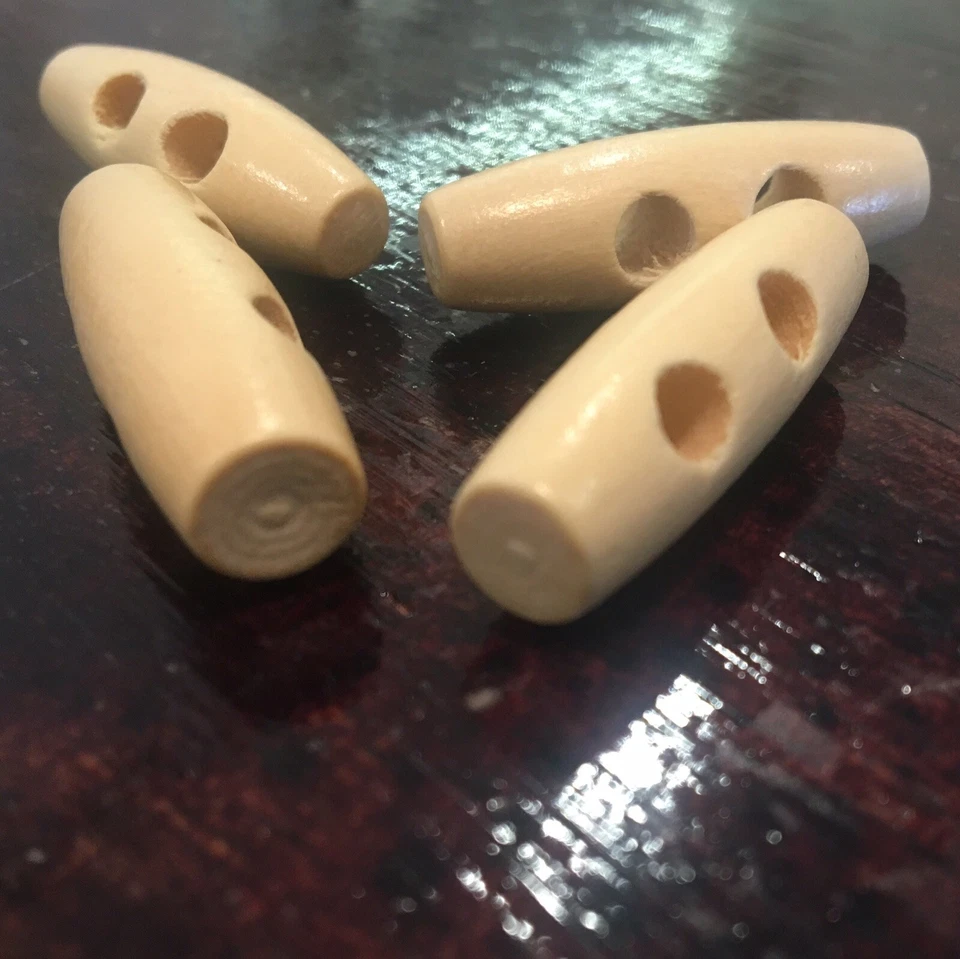 4 X Polished 2 Hole Wooden Toggle Buttons 32mm - Image 2 of 4