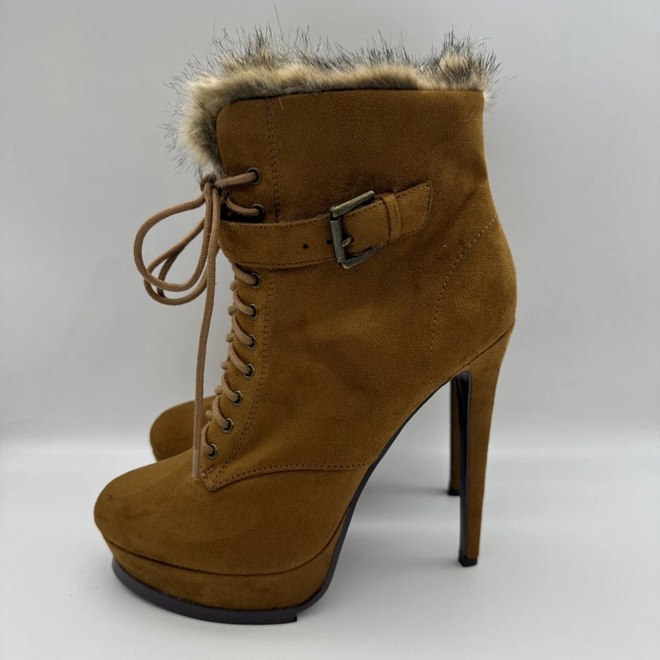 Botín de Tacón Alto Luichiny Azul Gamuza Nuevo Talla 9M Marrón Piel Sintética Foto 3 de 4