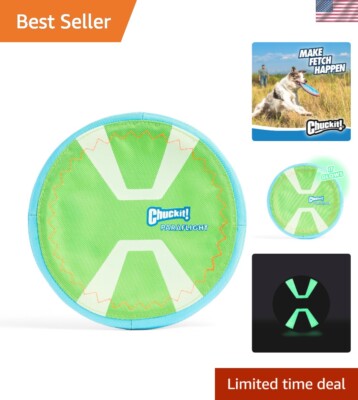 Outdoor Fetch Toy: Max Glow Paraflight Flying Disc for Medium & Large Breeds