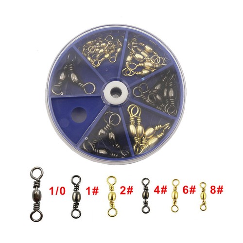 Fishing Swivels Snaps Kit Rolling Barrel Swivel Lure Connector Tackle Box 1#-10# - Picture 20 of 48