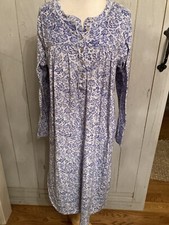 ARIA COLLECTION Blue Floral Long Sleeve Soft Cozy Nightgown Size Medium 8-10 