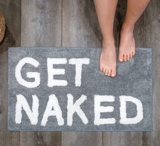 20"x31.5" GET NAKED Bath Mat Gray White Rug Funny Bathroom Carpet Doormat Large