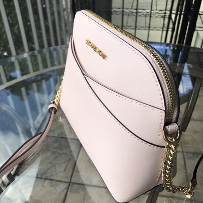 Michael Kors MK Purse Leather Dome Crossbody Shoulder Messenger Pink Bag  Handbag