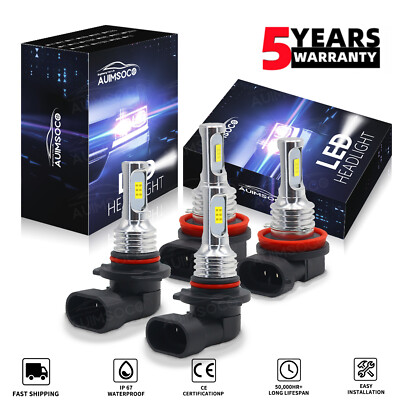 9005 H11 LED Headlight Super White Bright Bulbs 8000K HIGH/LOW Beam 330000LM Kit