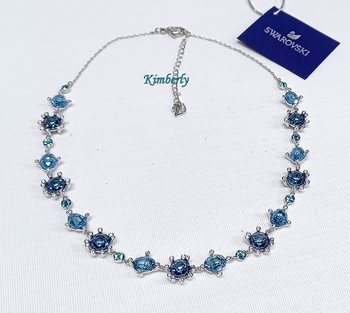 Swarovski Olive Necklace All-around Clear/Blue Crystal RHS