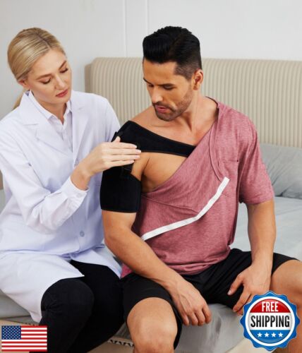 Deyeek Men's Post Shoulder Surgery Shirts Recovery Tear Away Short Sleeve Ful - Picture 3 of 5