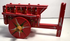 Costa Rica Folk Art Handmade Hand Painted Wooden Napkin Cart Holder