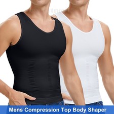 Men Slimming Body Shaper Vest Gynecomastia Compression T-Shirt Tummy Control Top