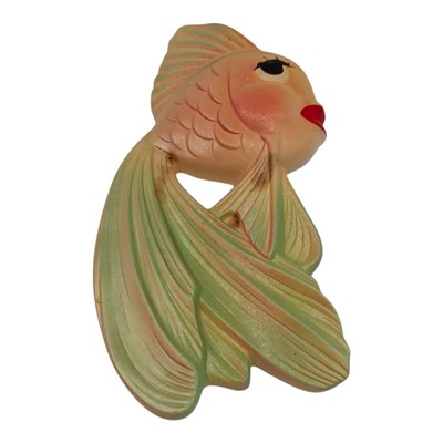 Vintage Anthropomorphic Fish  Chalkware Plaque Decor 1964 Miller Studio