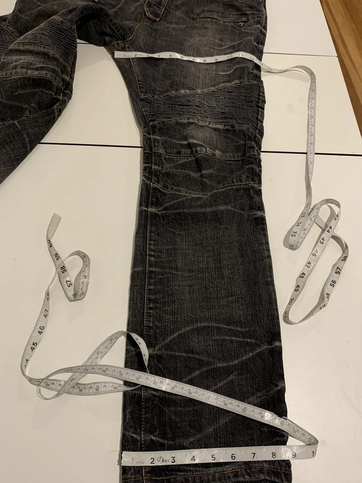 Jeans Balmain Paris 42x33 preto motociclista designer de luxo streetwear costela grunge - Imagem 4 de 4