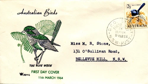 1964 Australian Birds Blue Wren - Royal FDC