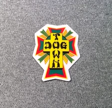 Dogtown Rasta Cross Skateboard Sticker SMALL 2in Dog Town